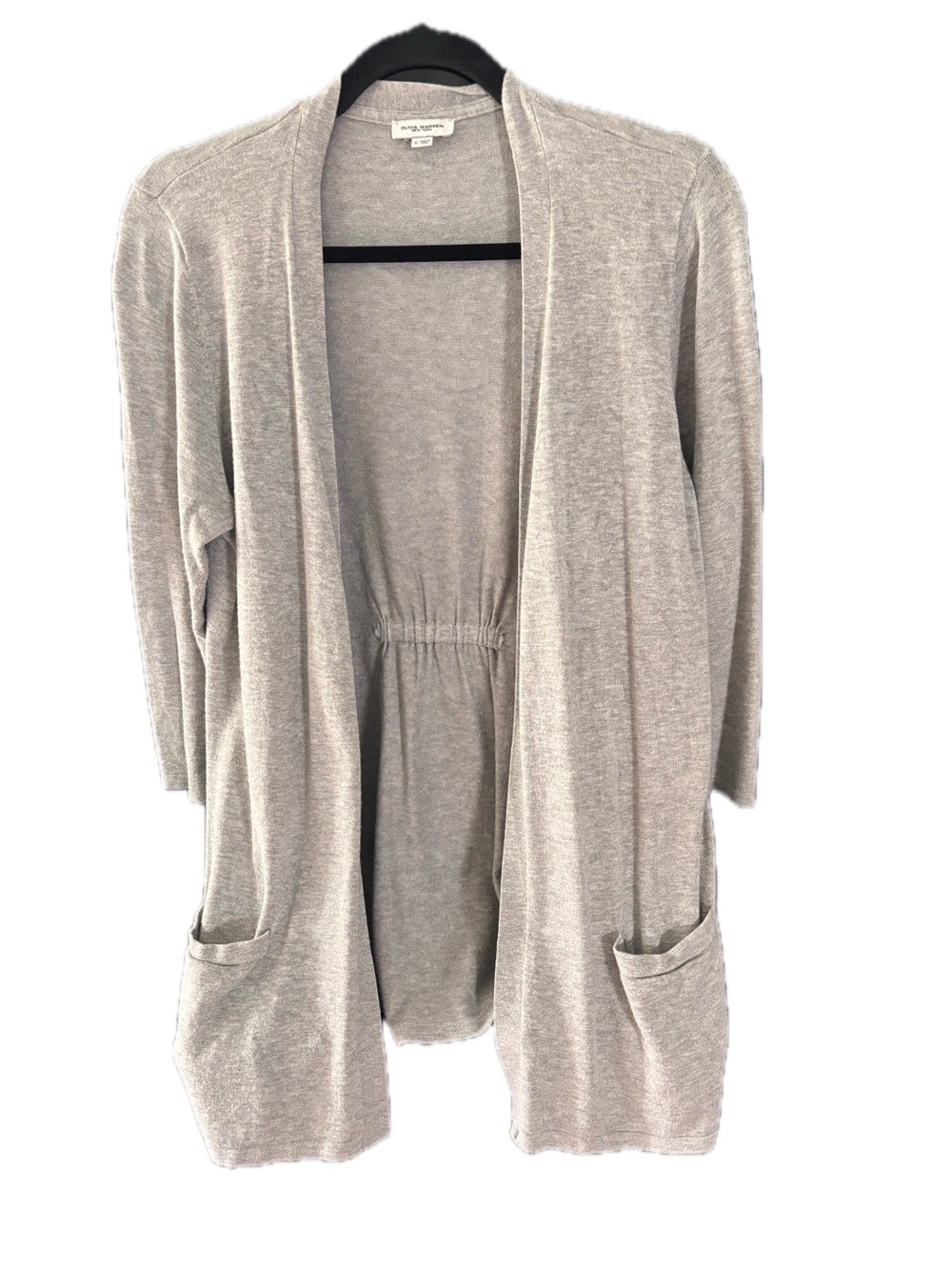 Olivia Warren Open-Front Light Gray Women’s Cardigan with Pockets